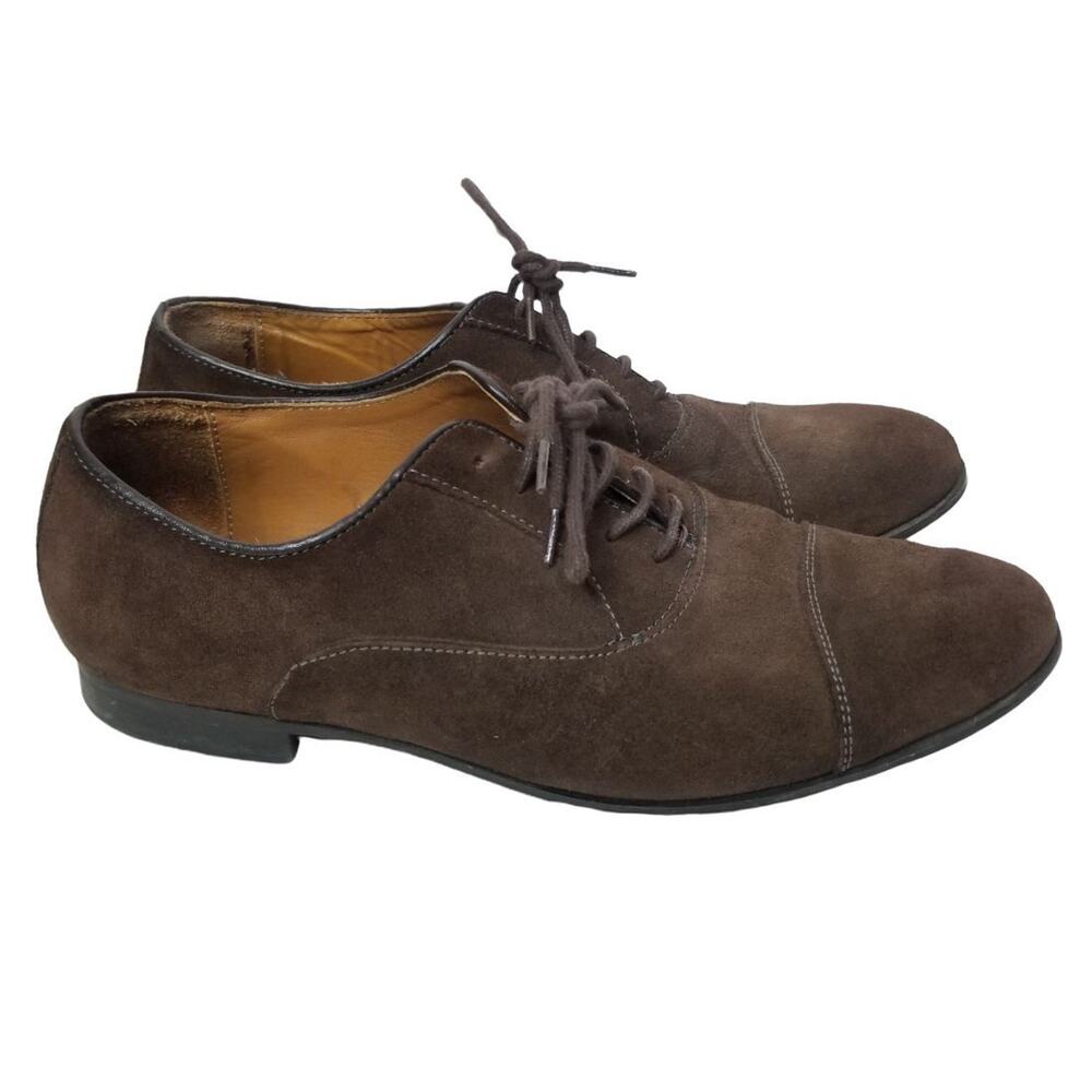 Zara Mens Brown Leather Oxford Dress Shoes Size 8 (41EU) Career Corp Wedding